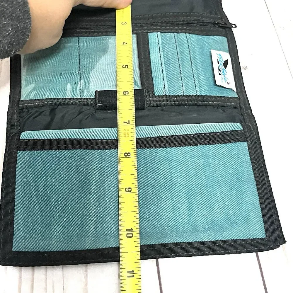 Freestyle Teal Tri-Fold Wallet Nylon Surf Skate Y2K Organizer Vintage